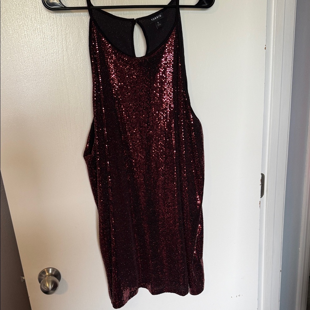 Torrid Burgundy Sequin Tank Top